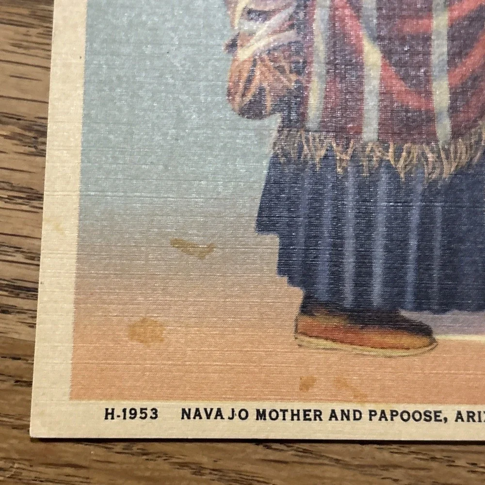 Fred Harvey Postcard Navajo Indian Mother & Papoose - circa 1920s H-1953